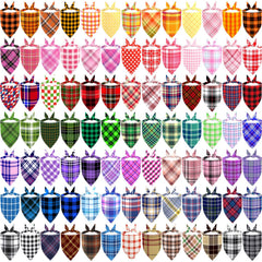 XPUDAC plaid dog bandana 100-pack in bright colors for easy styling.