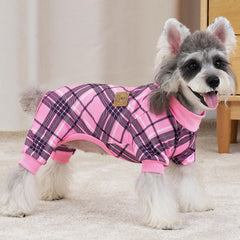 XPUDAC plaid dog pajamas high-cut belly design supports easy potty breaks during play
