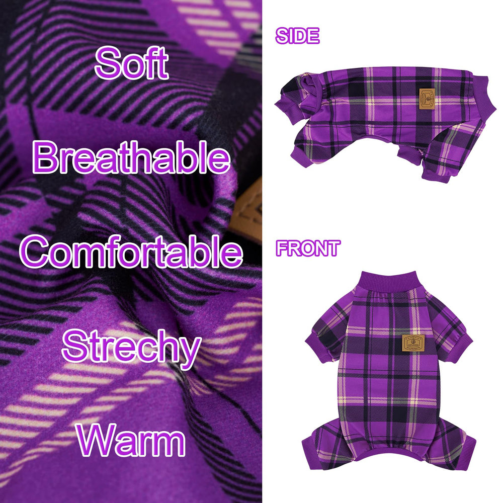 XPUDAC plaid dog pajamas holiday-design on canine ready for photos and parties