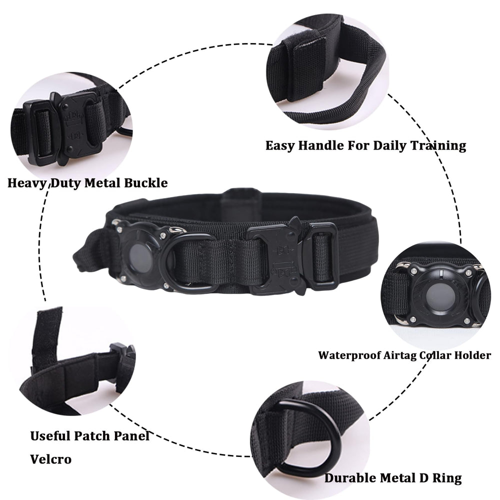 Xqpetlihai tactical dog collar with soft padded lining for comfortable daily use