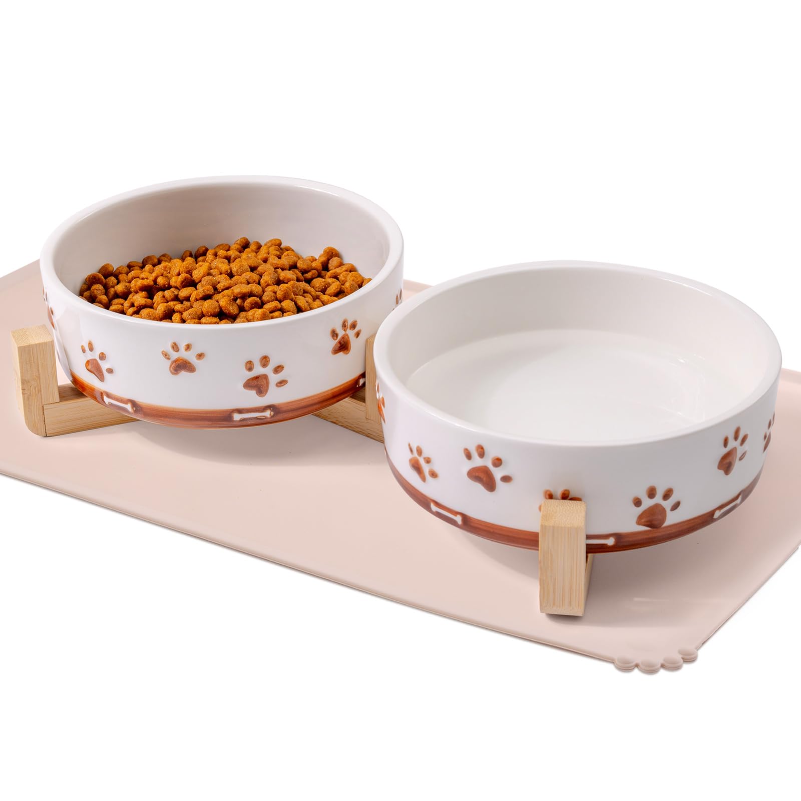 XRBEOU dog bowls with wood stand provide stable feeding and stylish home decor.