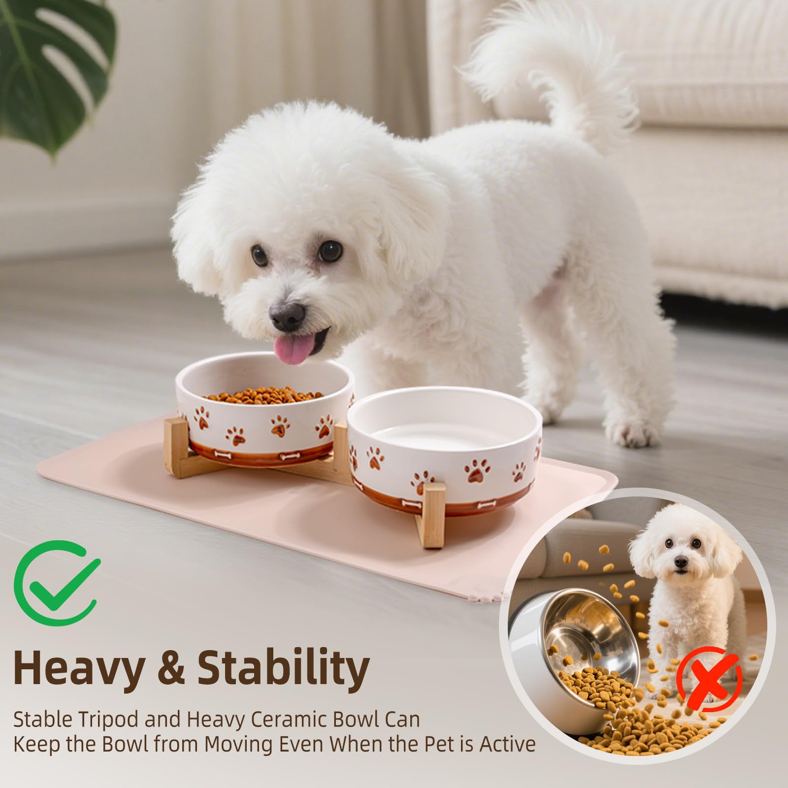 XRBEOU non-slip mat keeps bowls in place, minimizing spills during mealtime.