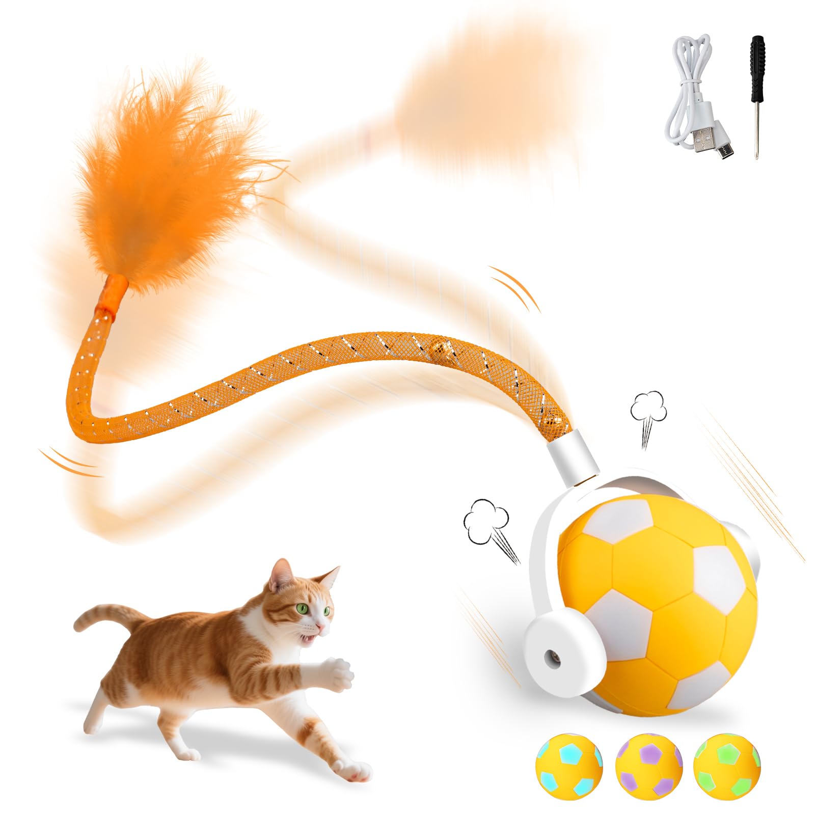 XRG Cat Toy Ball orange front view inviting active play and exploration.