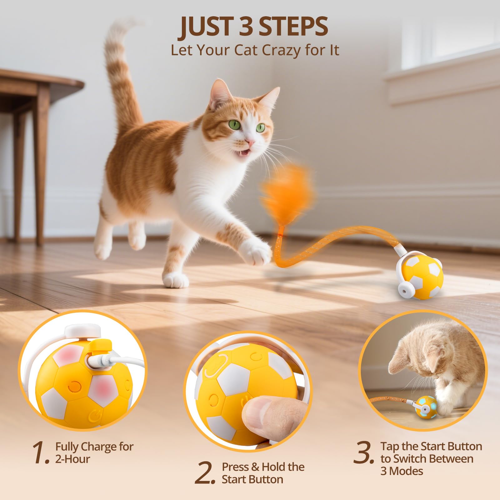 XRG Cat Toy Ball standby mode after minutes of play for energy efficiency.