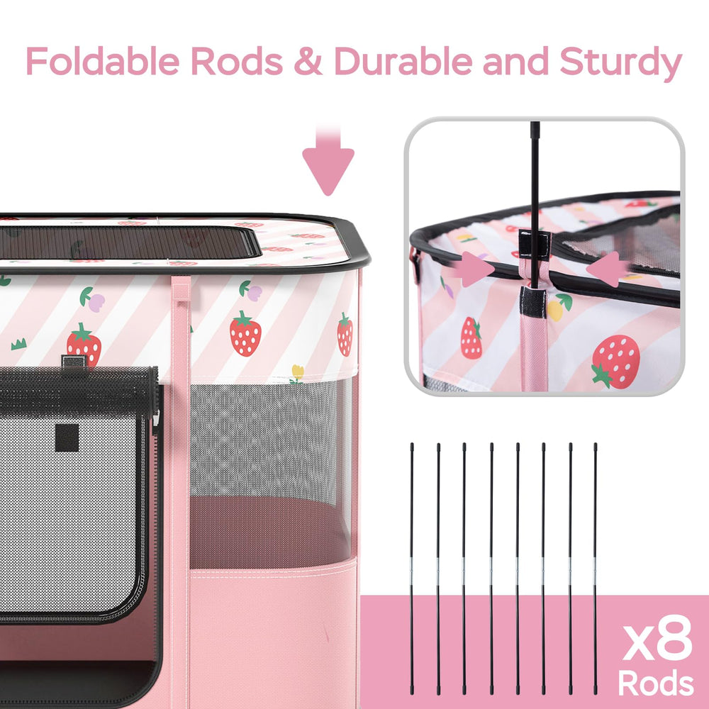XRG playpen folds quickly for storage or travel convenience.