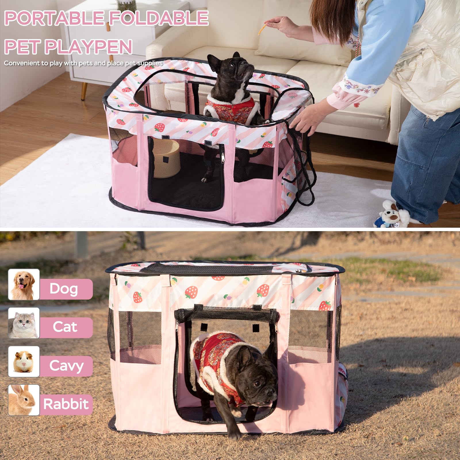 XRG cat playpen with two doors offers easy access and flexible use.