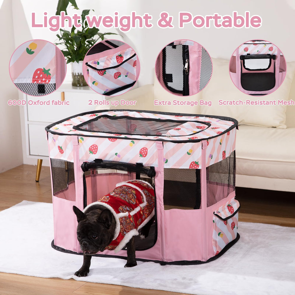 XRG pet playpen bottom is waterproof for simple cleanups.