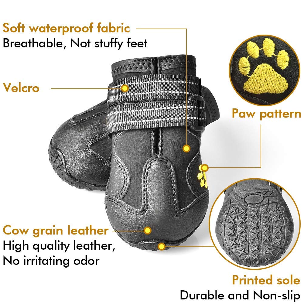 XSY&G dog boots close-up shows waterproof fabric and soft padding