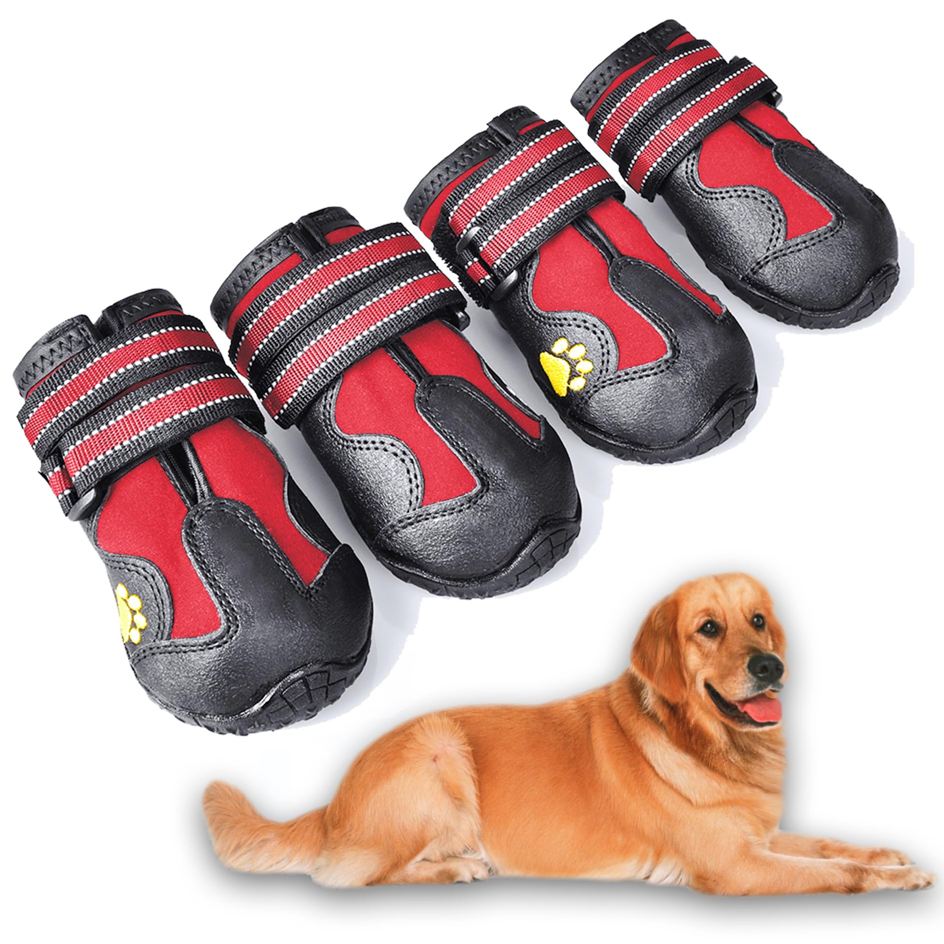 XSY&G dog boots red size 3 front view for waterproof paw protection.