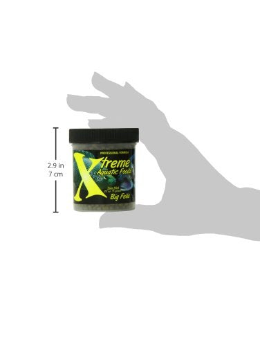 Xtreme Aquatic Foods Big Fella 3mm pellets poured during feeding time for large fish.