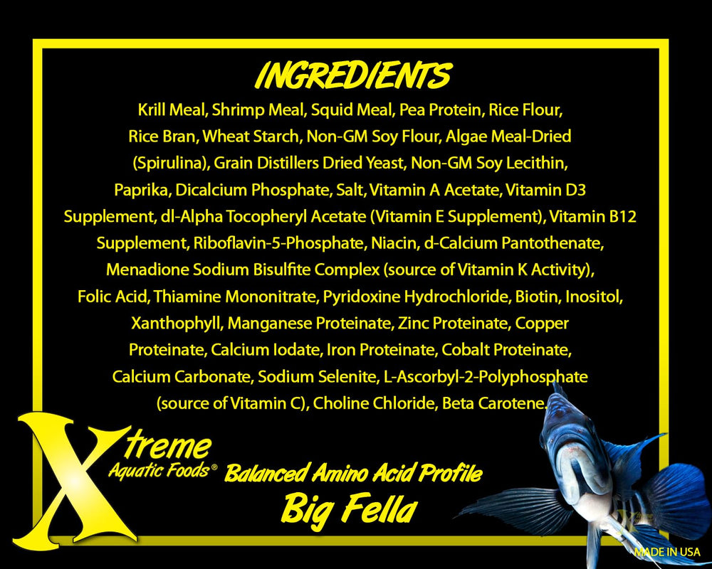 Xtreme Aquatic Foods Big Fella pellets fish-eating moment suggests color-supporting nutrition