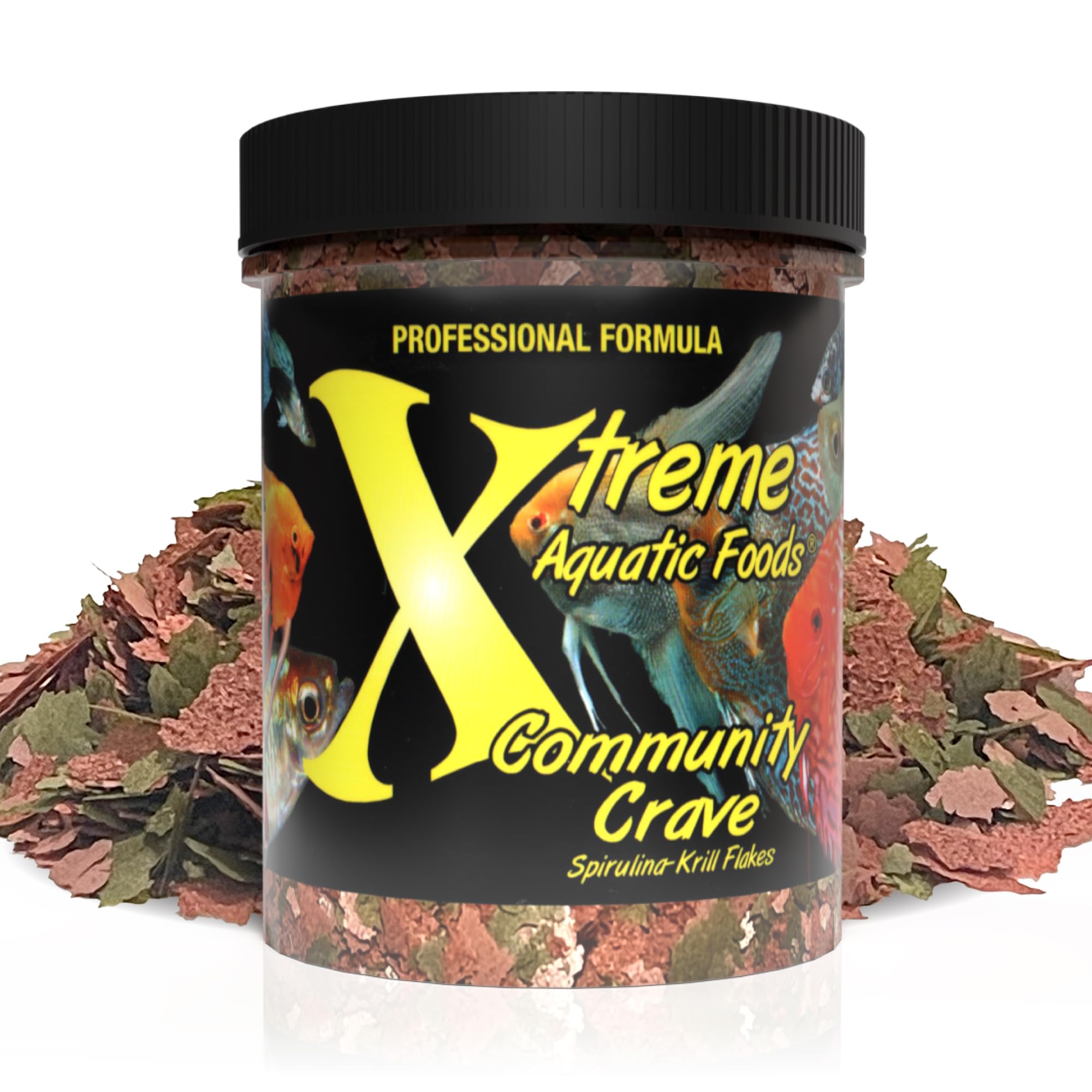 Xtreme Aquatic Foods CCF packaging showing premium community flakes for easy feeding