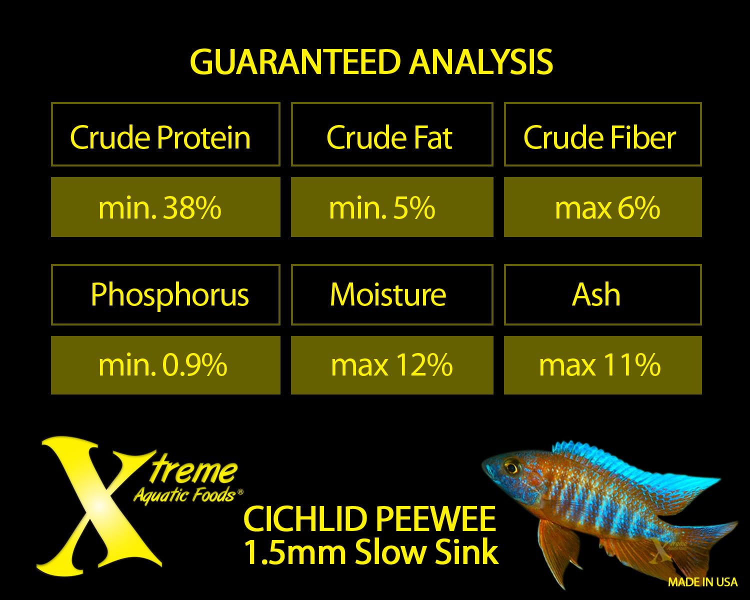 Xtreme Cichlid PeeWee pellets pouring into dish for easy feeding and reduced waste.