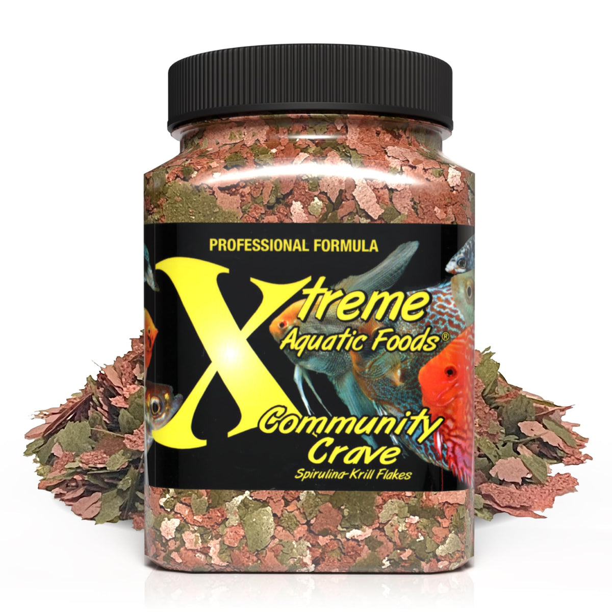 Xtreme Community Crave Flake spirulina closeup highlighting color nutrition