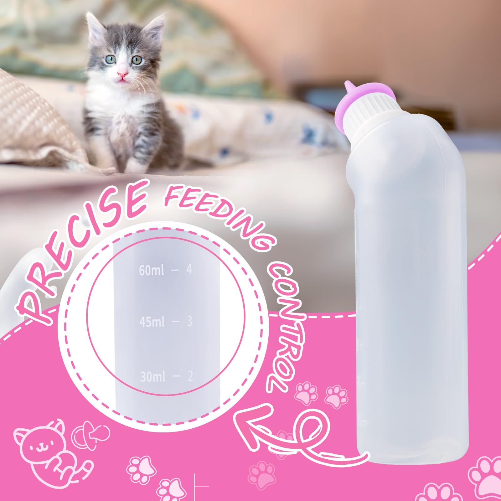 Xuandea pink kitten bottle in-use makes bonding moments easier during care.