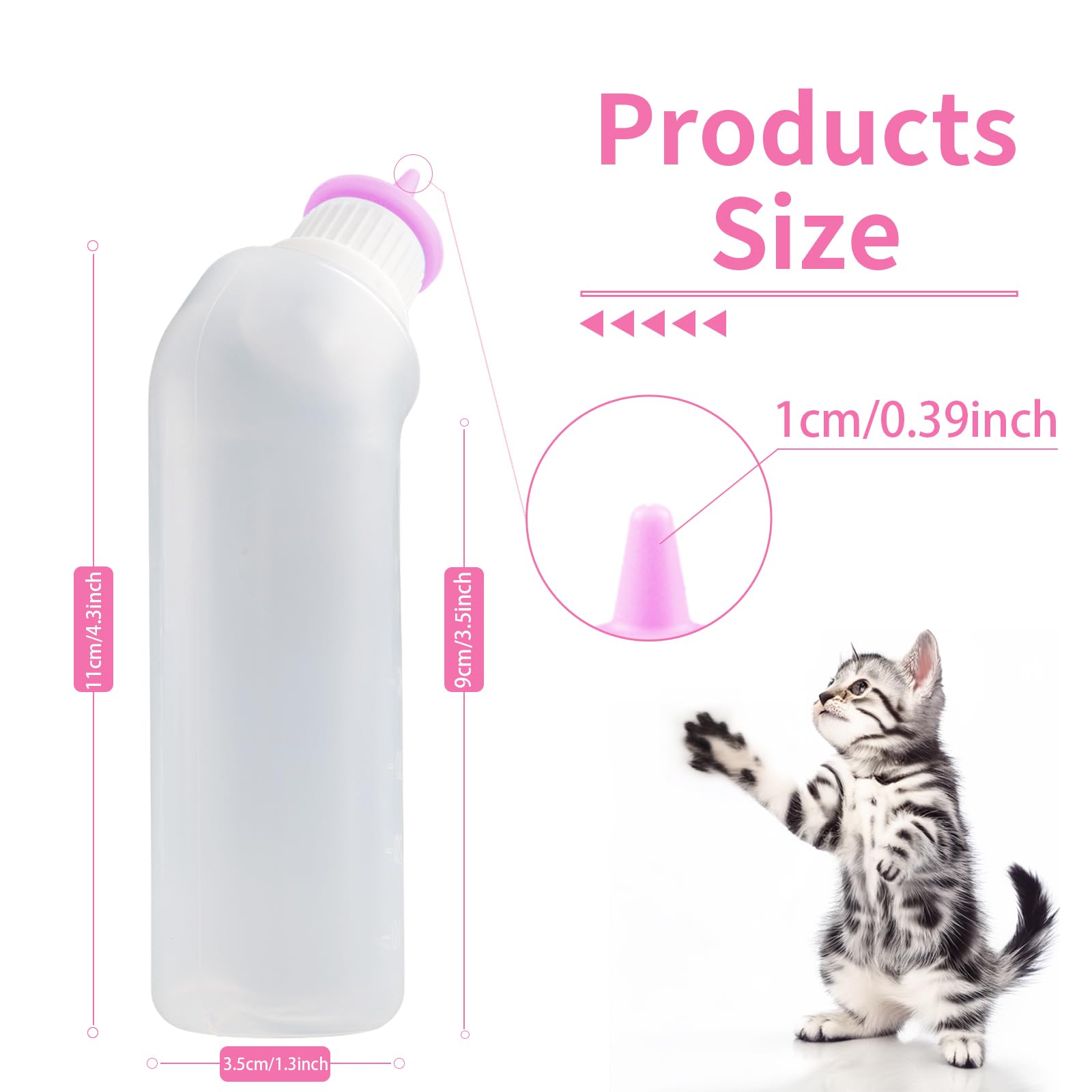 Xuandea silicone nipple pink provides gentle flow for kittens and puppies.