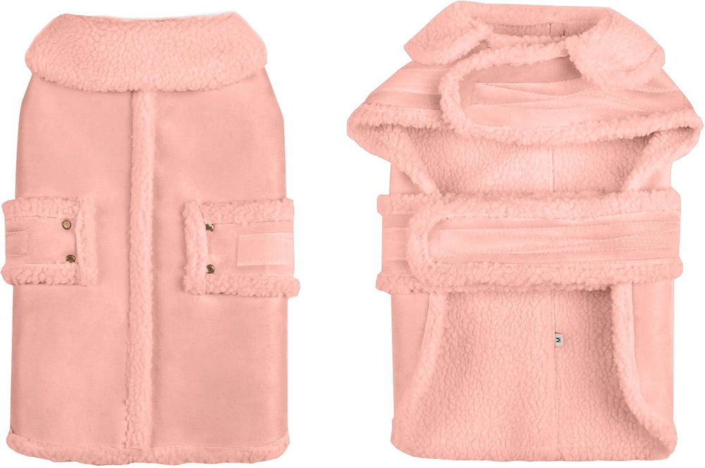 XUANQIFC dog winter jacket pink XXL back view shows adjustable fit