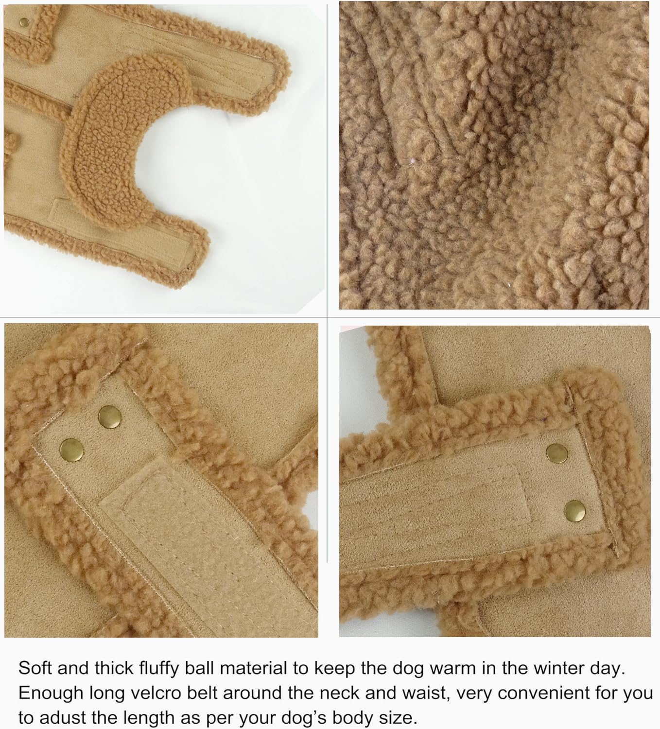 XUANQIFC dog winter jacket side fit demonstrates secure velcro closures for easy wear.