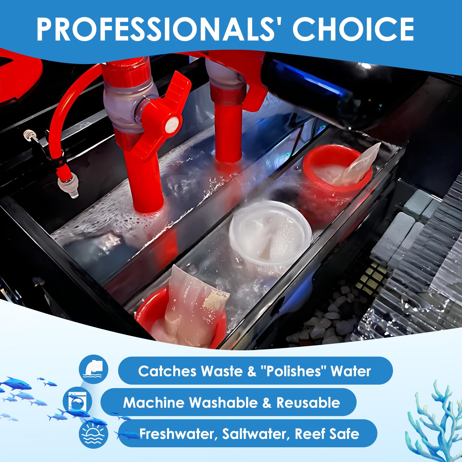 XUANZIKEMAO saltwater and freshwater compatible filter bag supports versatile aquarium maintenance.