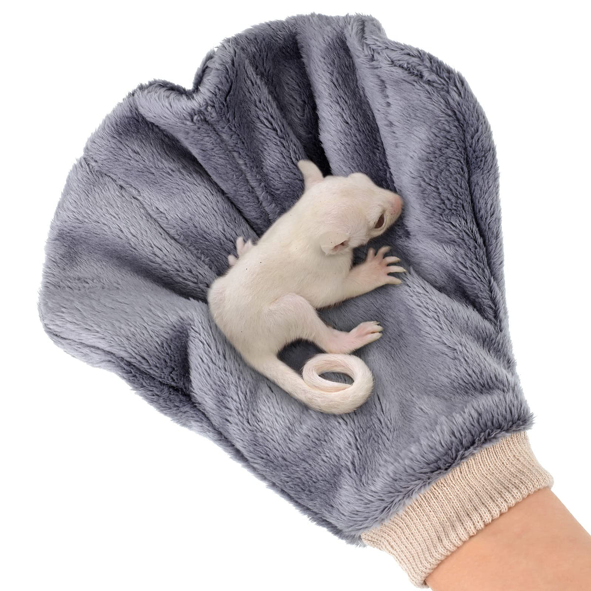 Xuhal bonding mitt gray pair helps calm sugar gliders during close handling