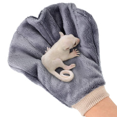 Xuhal bonding mitt gray pair helps calm sugar gliders during close handling