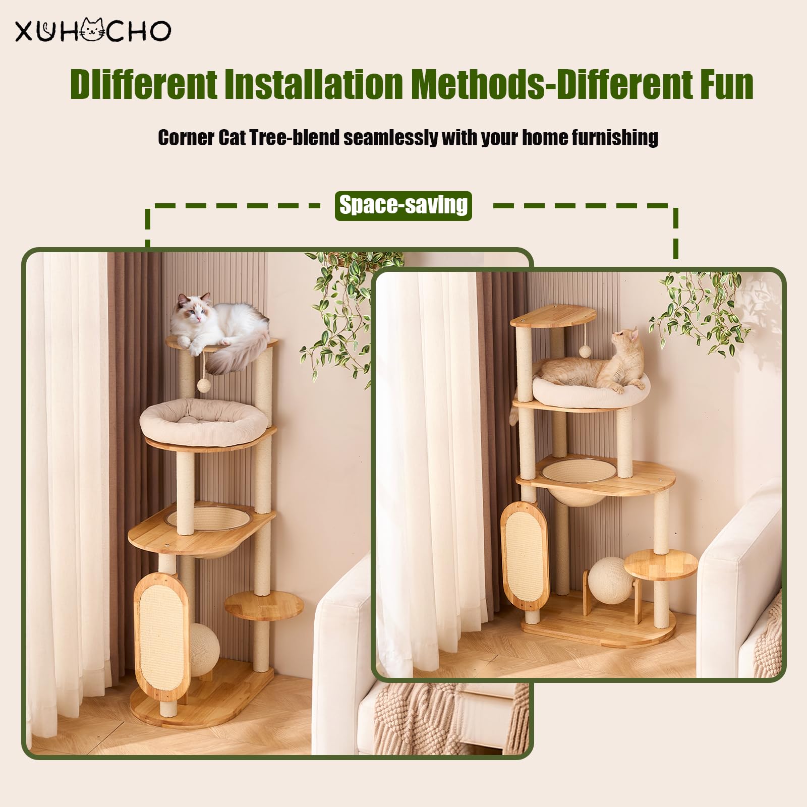 XUHOCHO quick-assembly cat tree with tools makes setup easy.