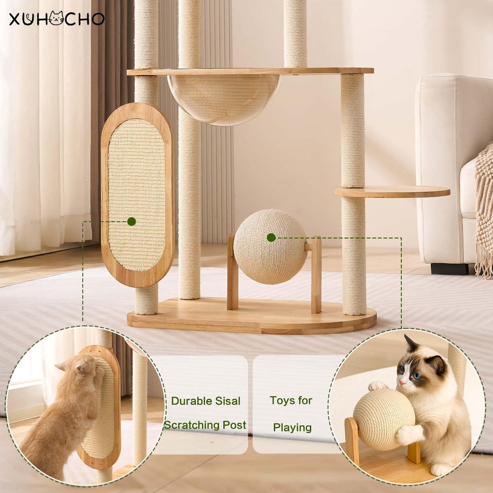 XUHOCHO multi-level cat tree supports 3–5 cats for exercise.