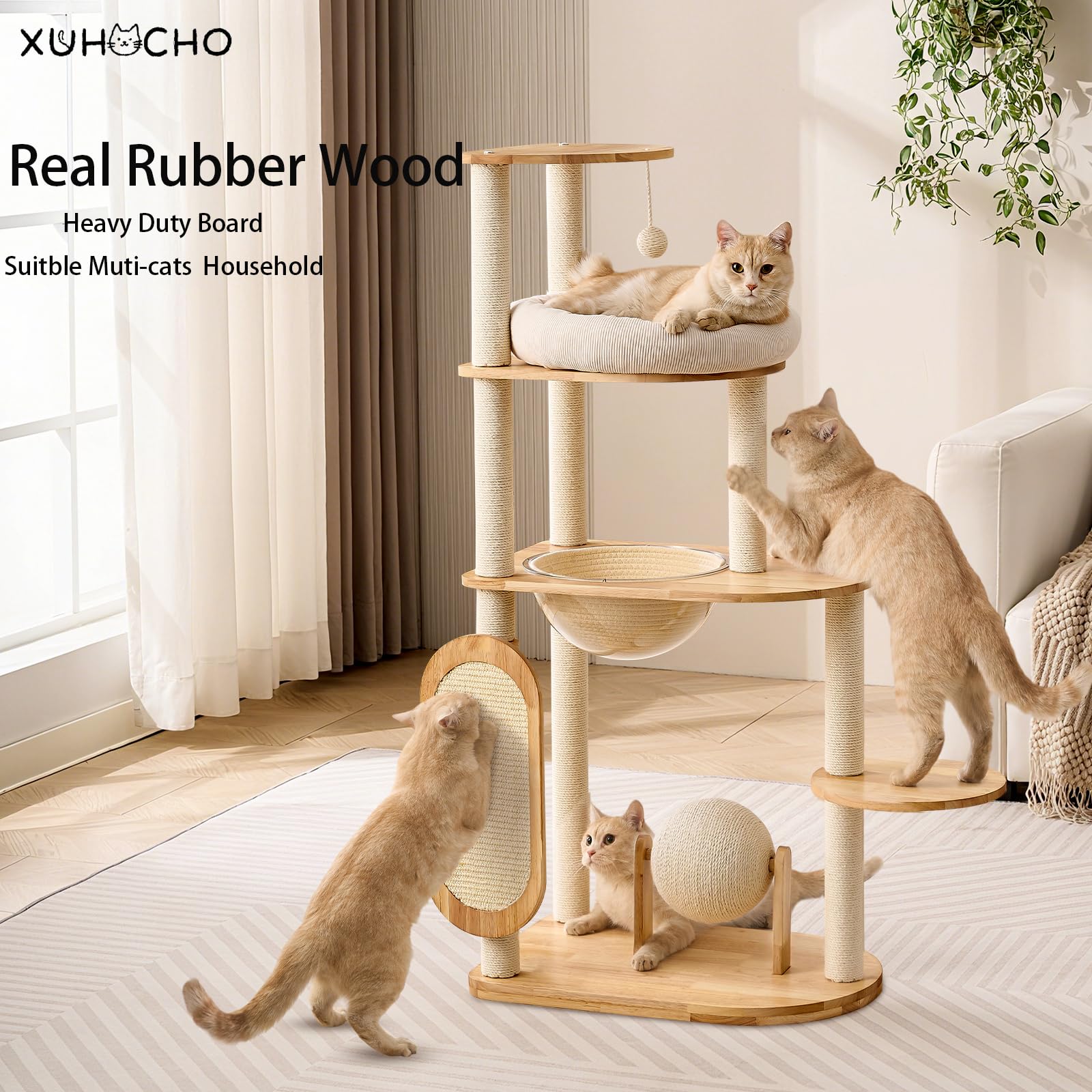 XUHOCHO scratching ball and board encourages active play and claw maintenance.