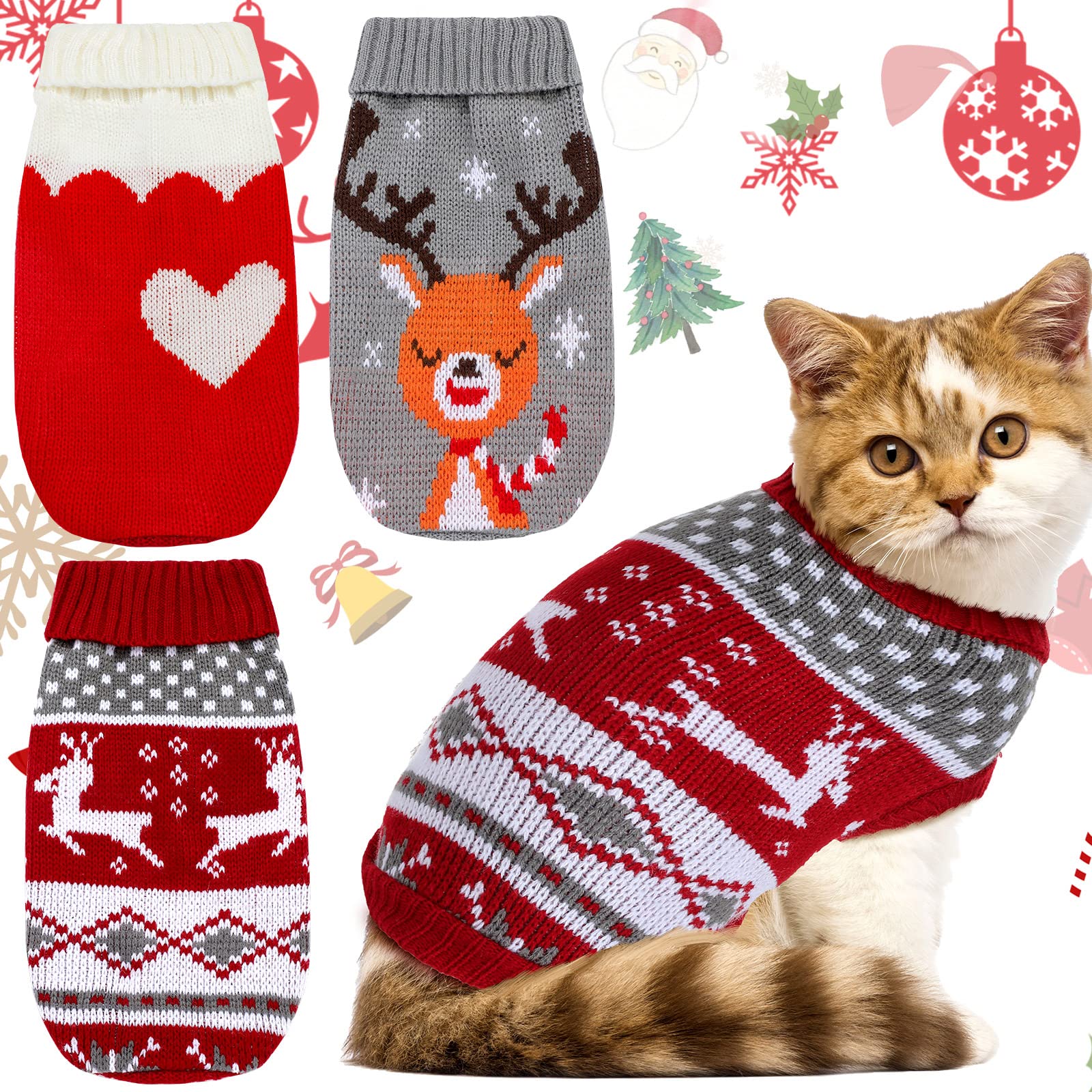 Xuniea Christmas dog sweater with reindeer pattern offers festive warmth