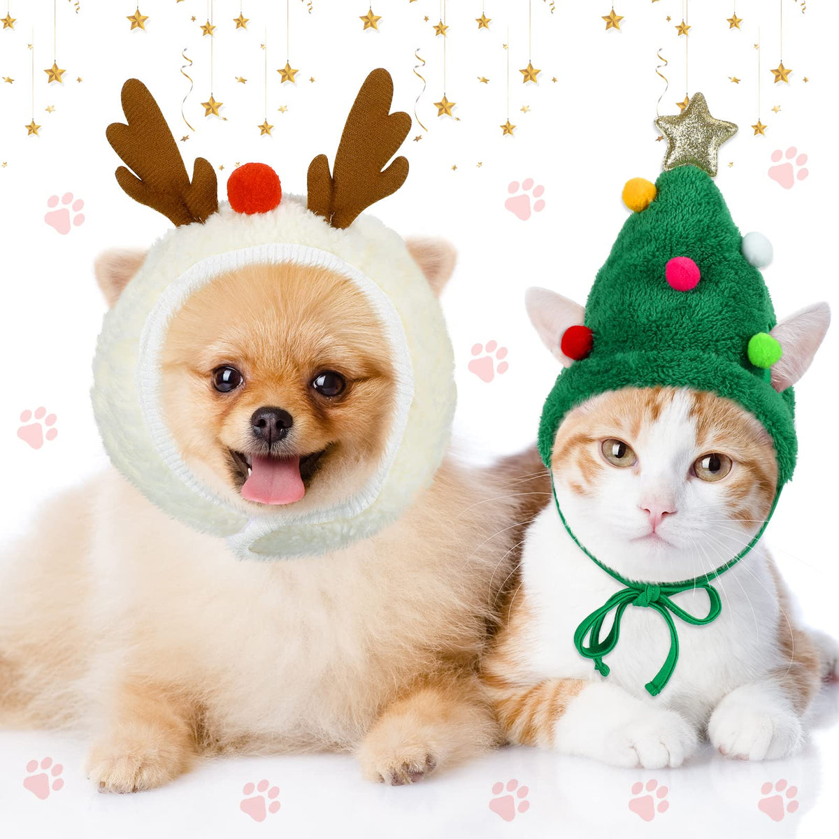 Xuniea green Santa dog hat in plush for warm holiday photos.