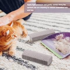 Xuniea pet hair remover pumice stone cleans furniture and bedding with simple sweep.