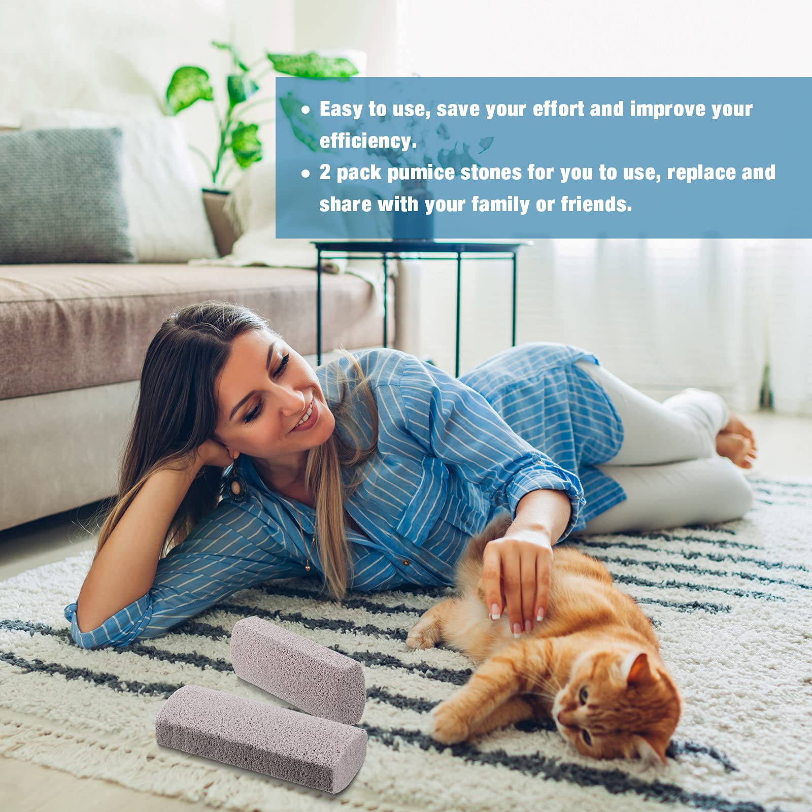 Xuniea mini-sized pumice tool for repeated use on couches and rugs.