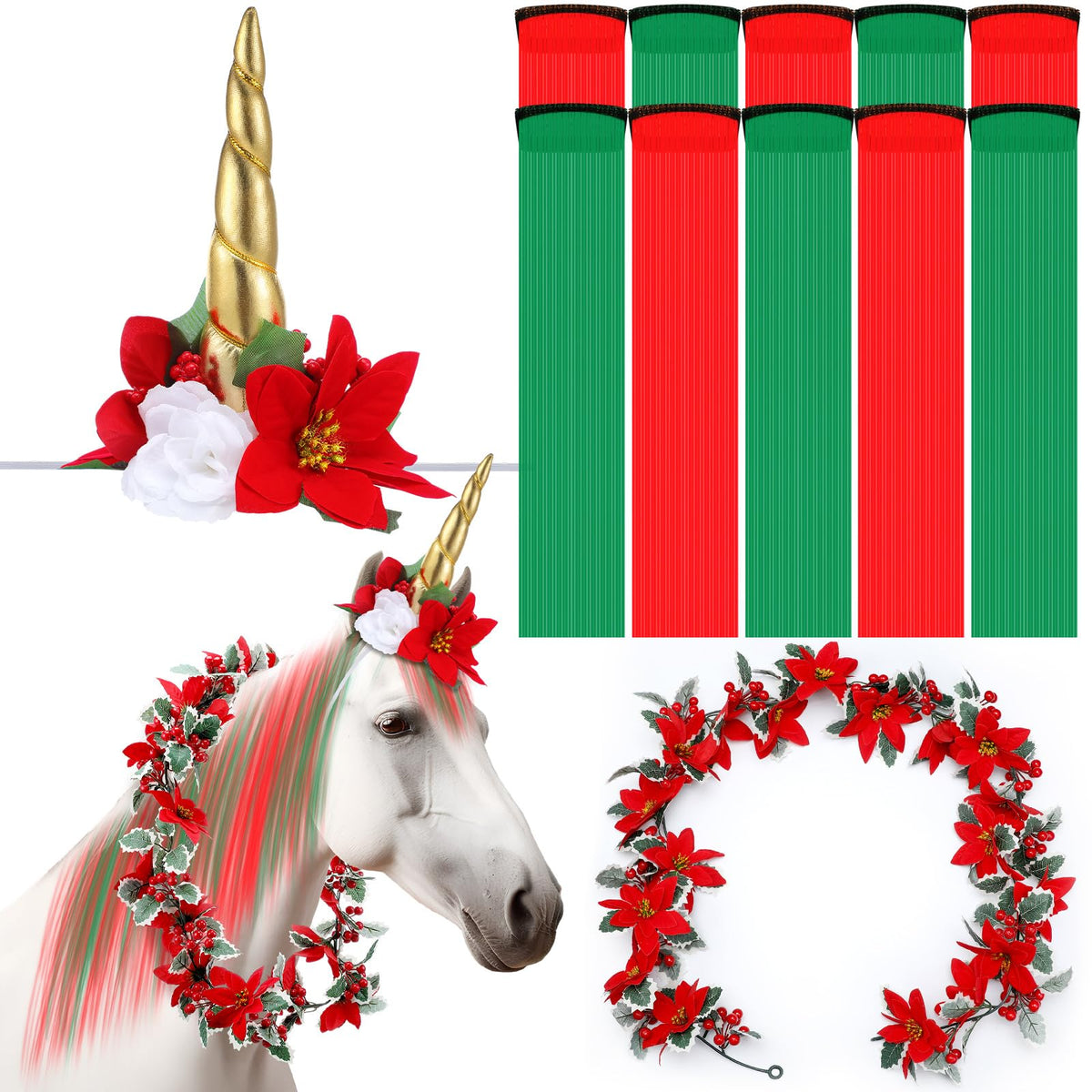 XunYee horse horn floral-spiral enhances show-ready styling for events
