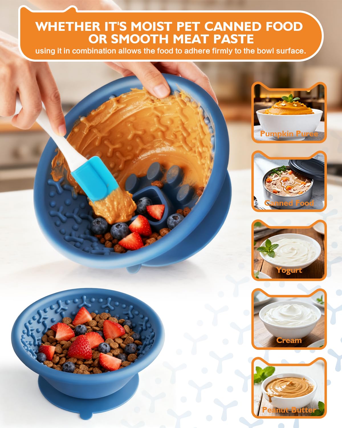 XUOEGUZ dog lick bowl textured ridges encourage extended licking and saliva.