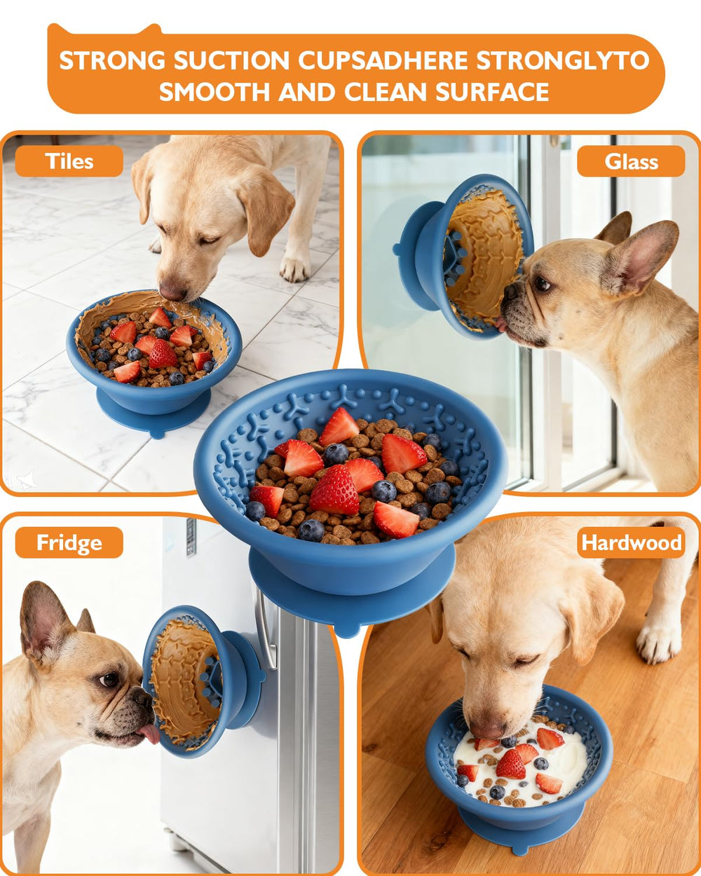 XUOEGUZ dog lick bowl wide opening makes filling and cleaning easy.