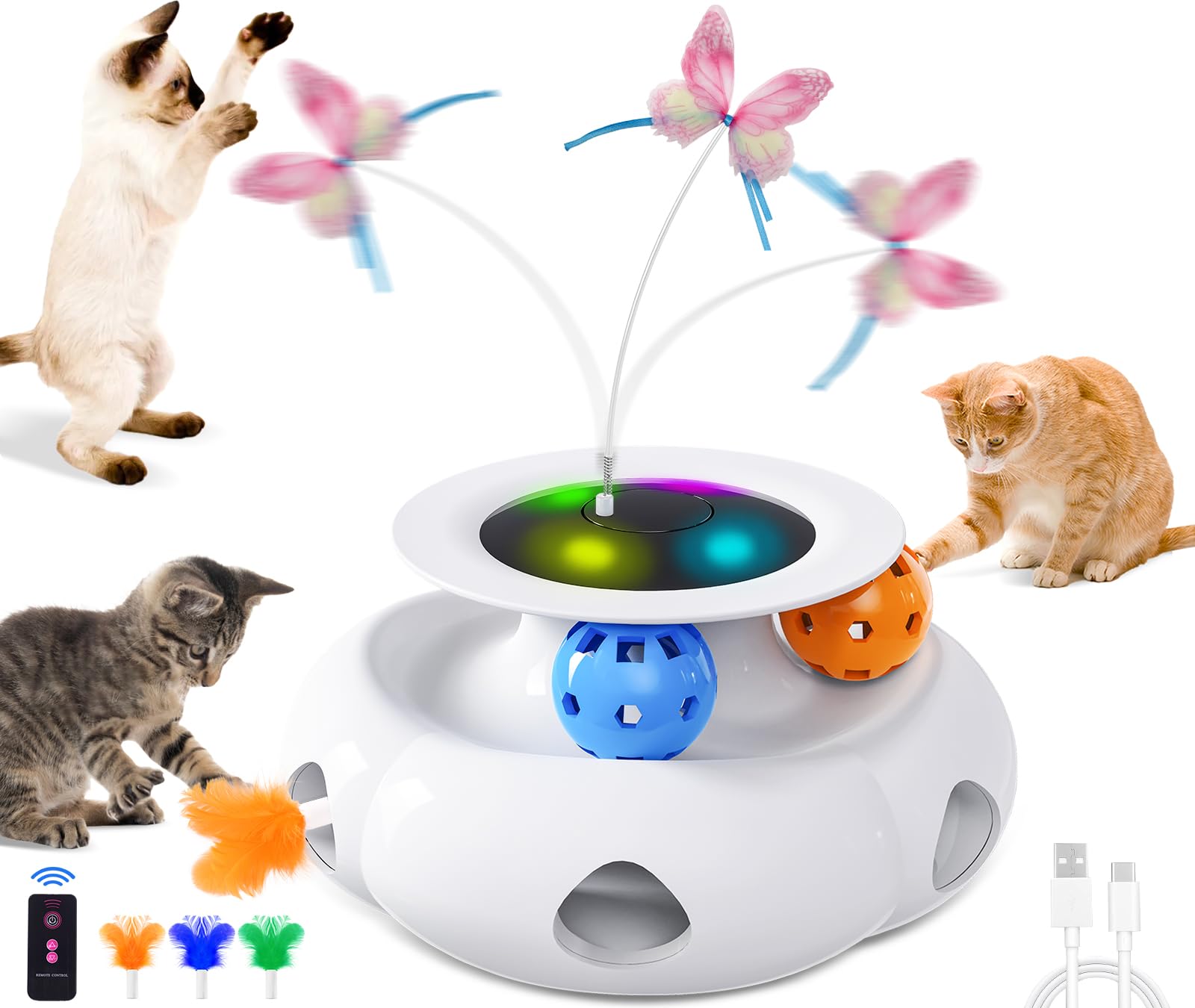 Xuyub 3in1 interactive toy butterfly in motion promotes active play and hunting-like engagement.