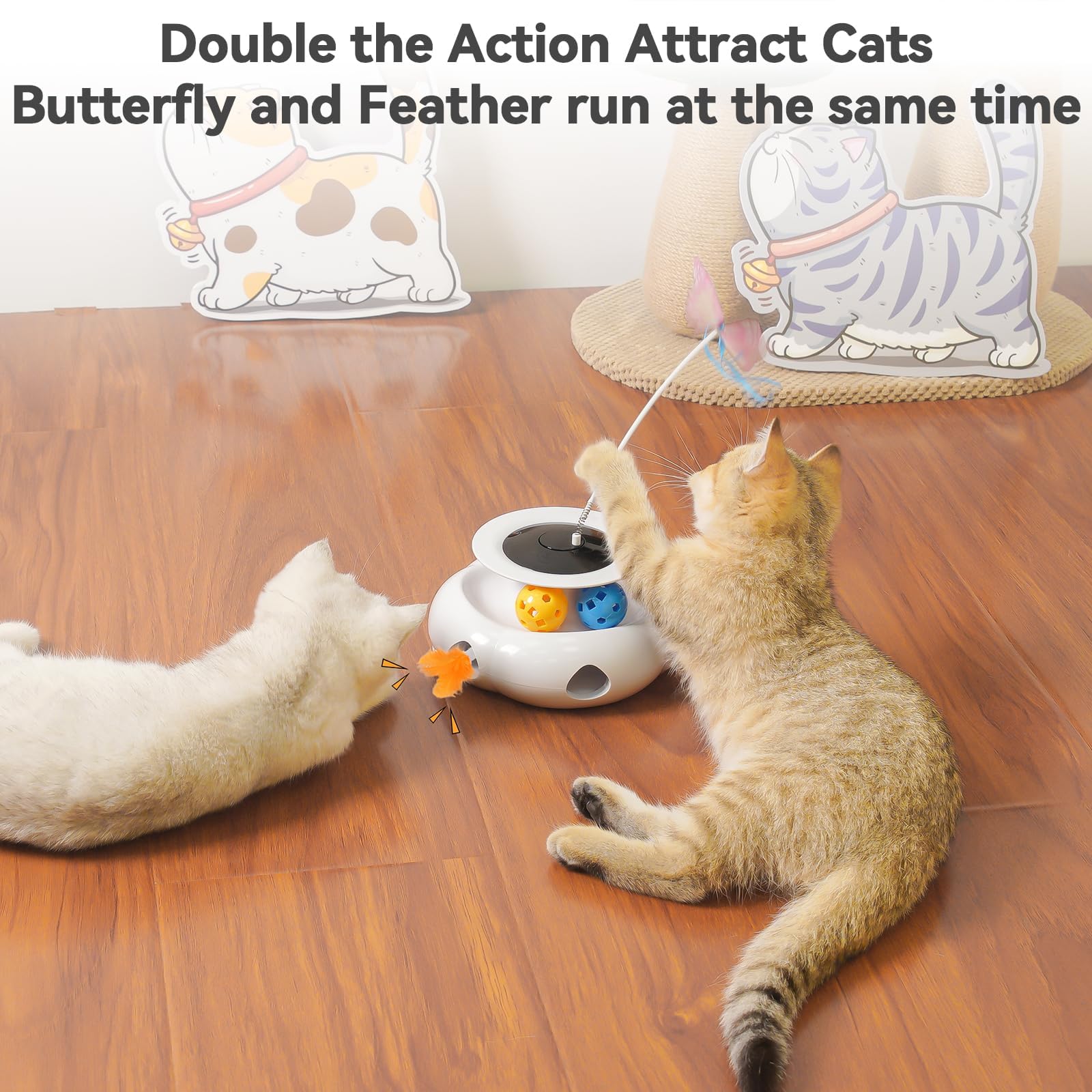 Xuyub 3in1 interactive toy feather ambush captures cat attention for chase and batting fun.