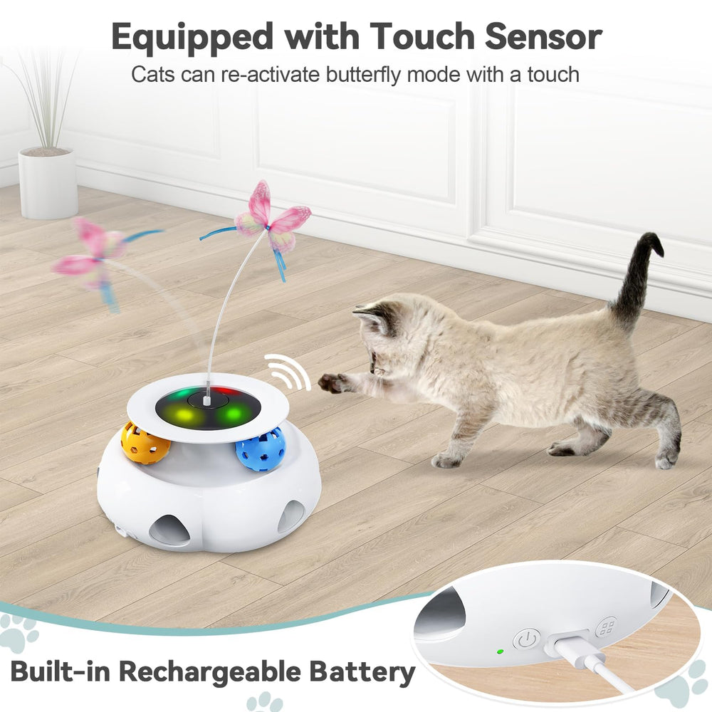 Xuyub 3in1 interactive toy USB rechargeable for long sessions without frequent battery changes.