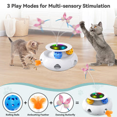 Xuyub 3in1 spinning butterfly engages feline prey drive with fluttering motion.
