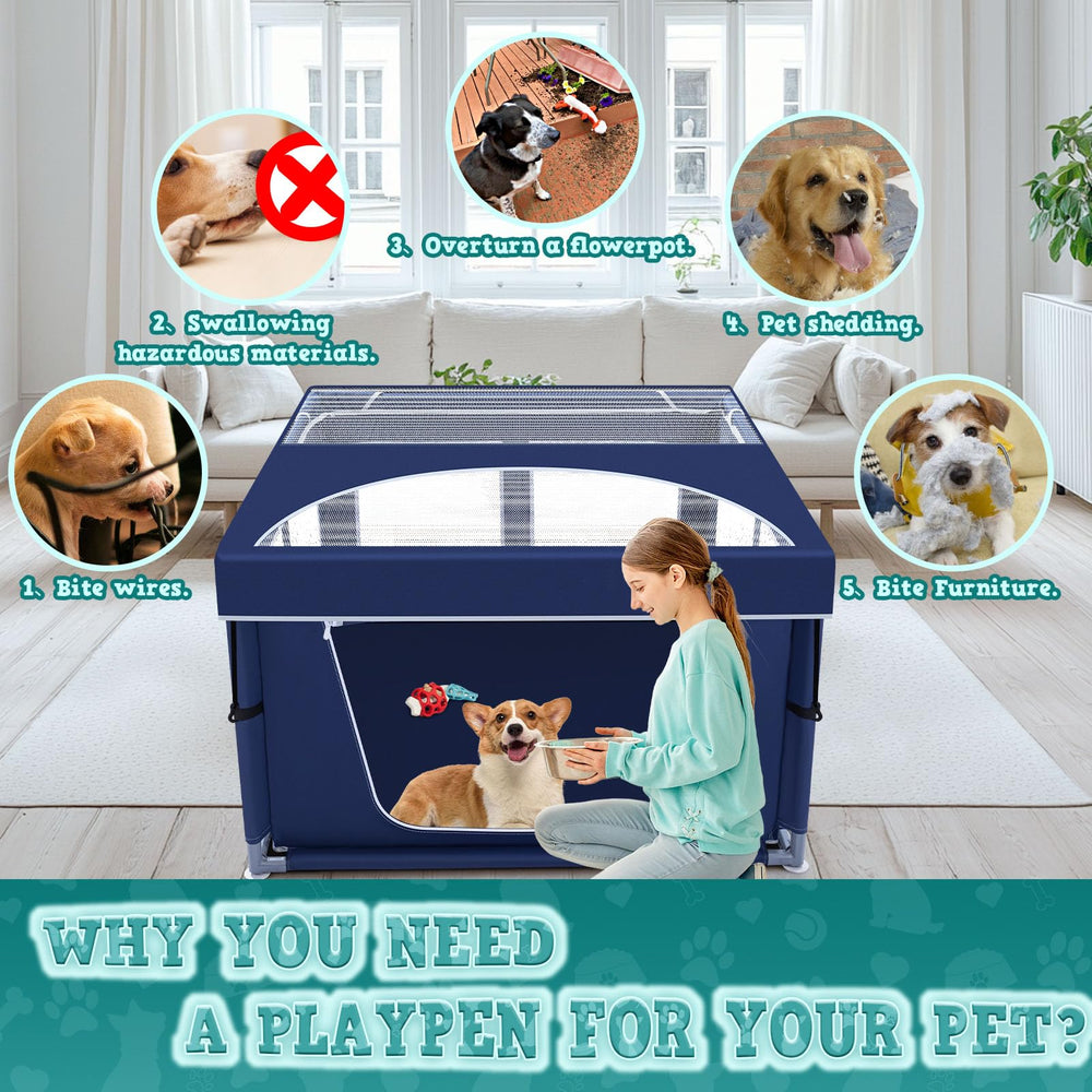 XVISHX dogpen dimensions highlight spacious 12.25 sq ft play area for puppies.