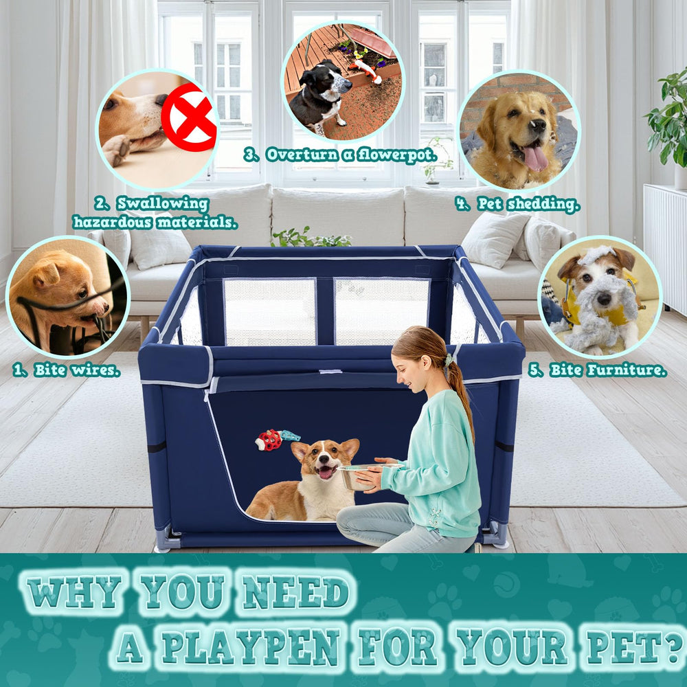 XVISHX puppy playpen open door design for effortless entry and exit