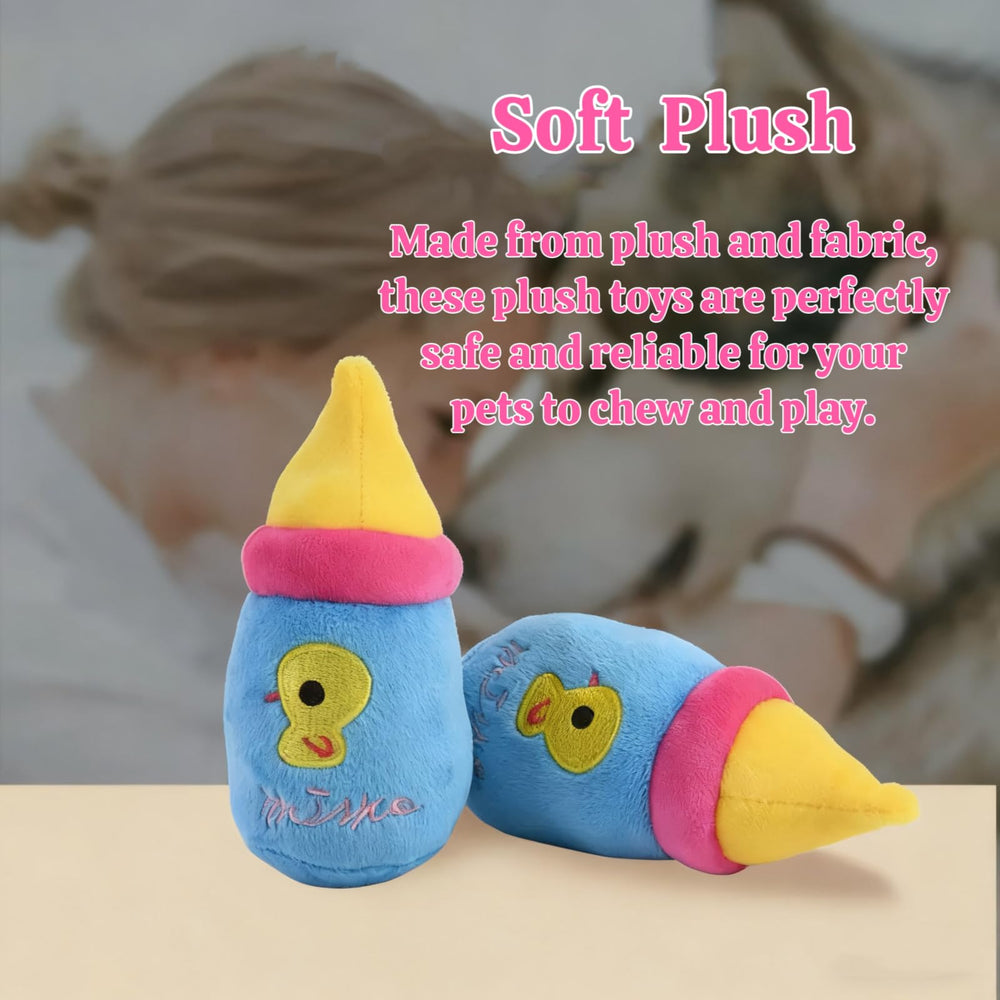 XWTMIM plush dog baby bottle toy in action with a dog during play