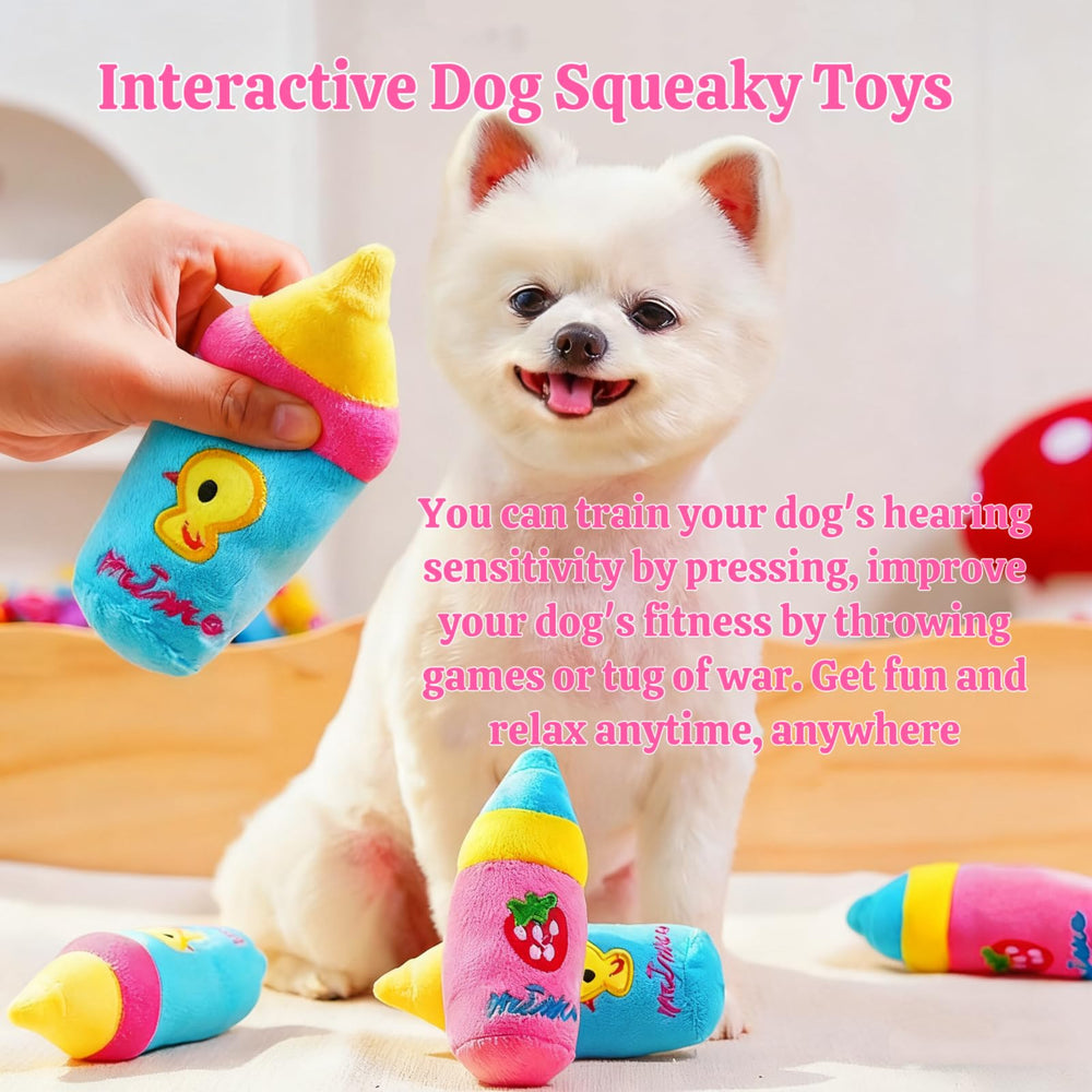 XWTMIM plush dog baby bottle toy embroidery duck and strawberry design boosts visual engagement