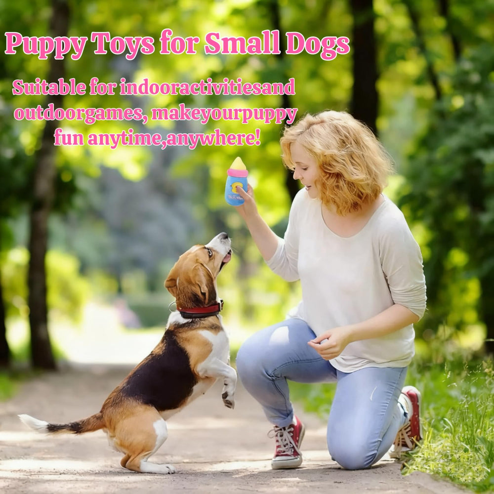 XWTMIM plush dog baby bottle toy two-pack pink blue promotes shared playtime