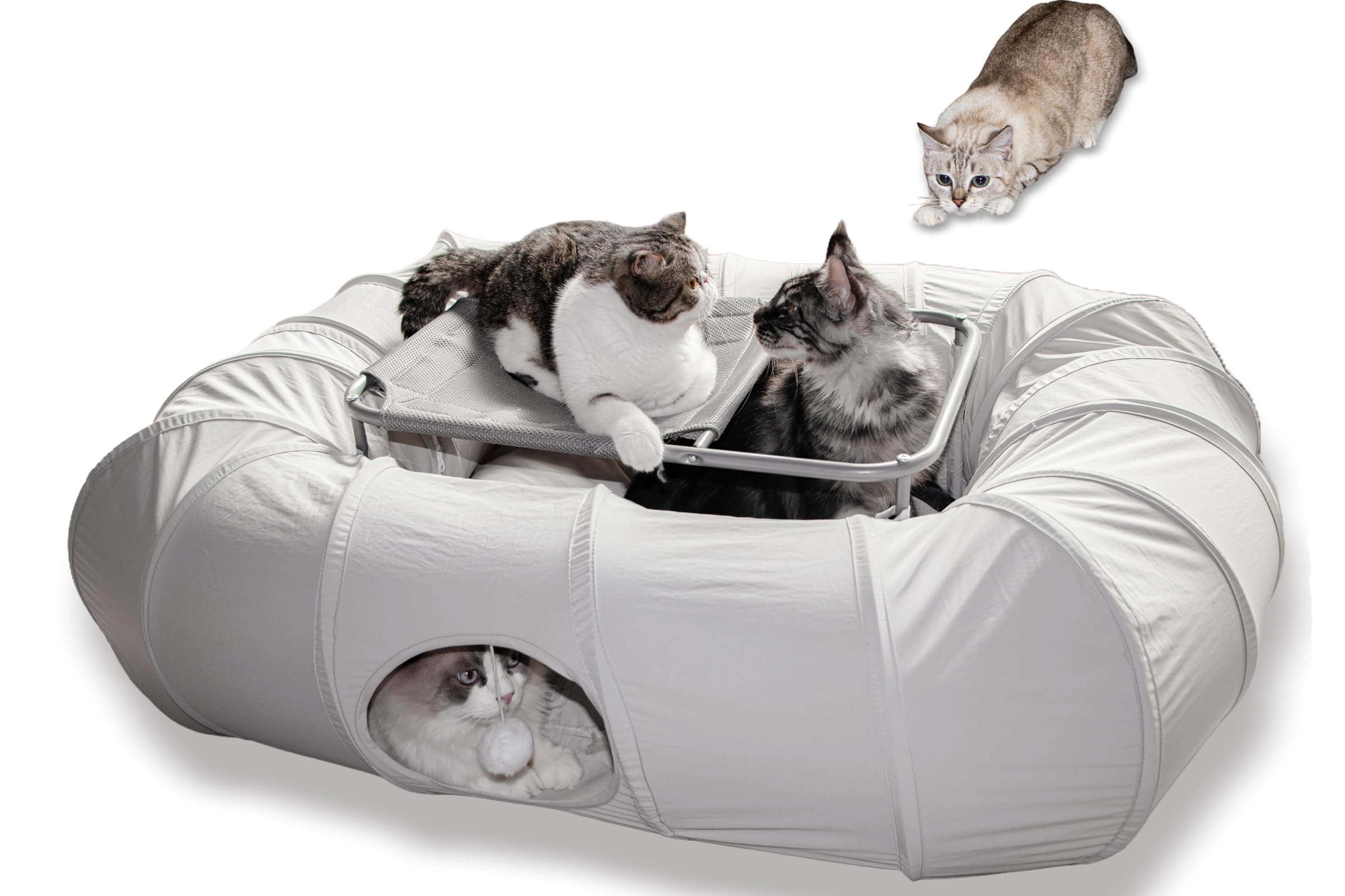 XxingSheep 2-Tier Cat Tunnel XXL shows spacious tunnel for large cats to run freely.