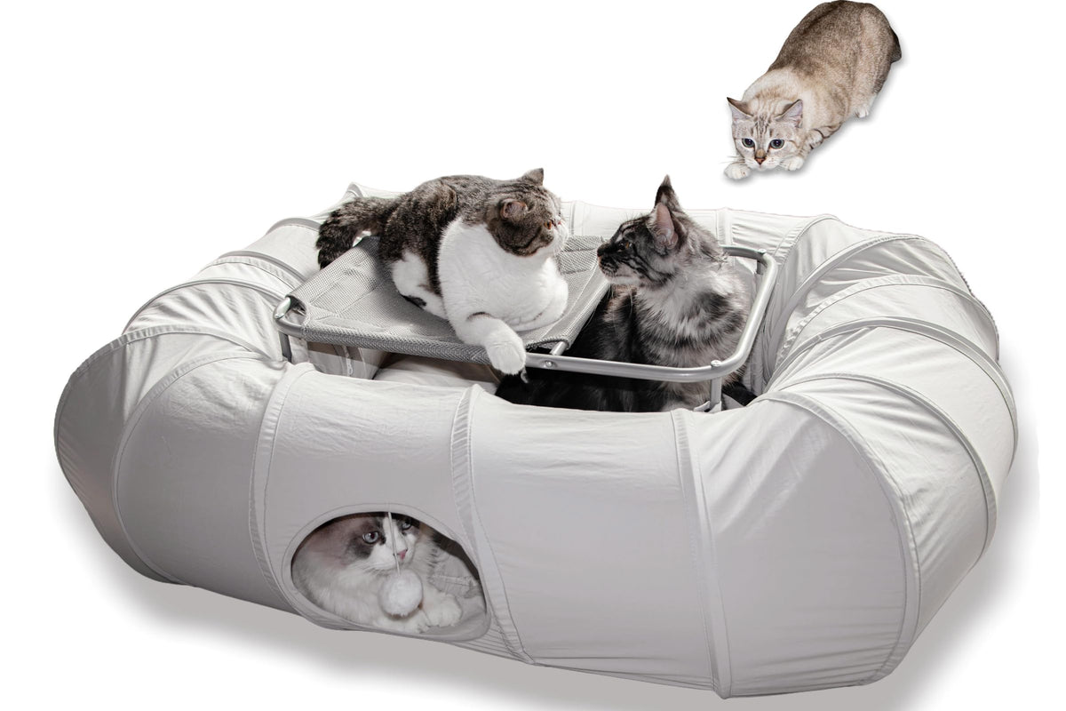 XxingSheep 2-Tier Cat Tunnel XXL shows spacious tunnel for large cats to run freely.