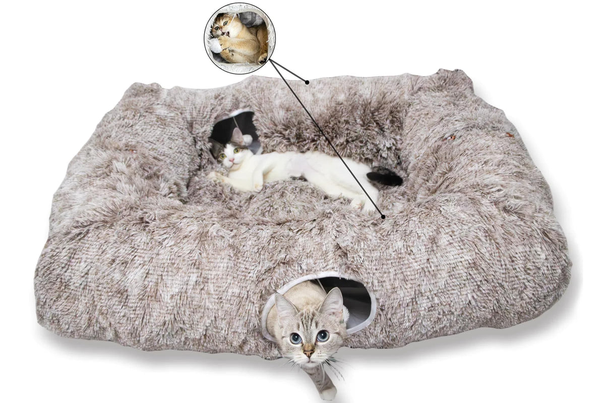 XxingSheep 4 Cave XL Cat Tunnel Bed exterior provides a cozy hideaway for curious indoor cats.