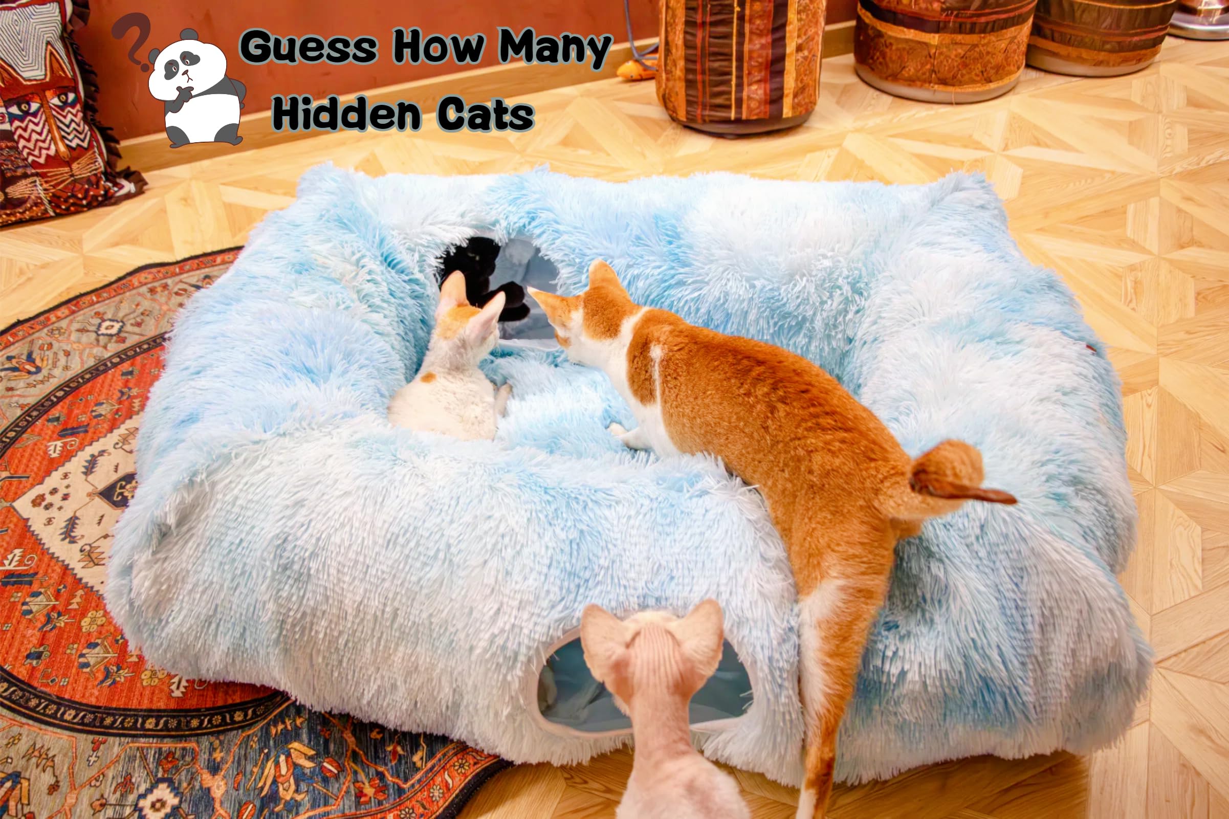 XxingSheep 4-cave tunnel bed with four openings enables interactive play and cozy hideaways.