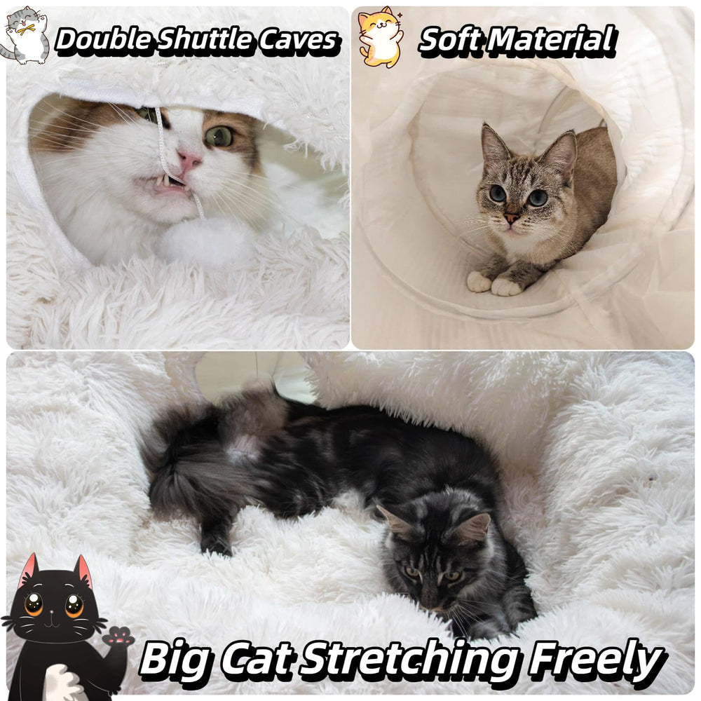 xxingsheep cat tunnel hanging balls play demonstrates interactive features for cats.