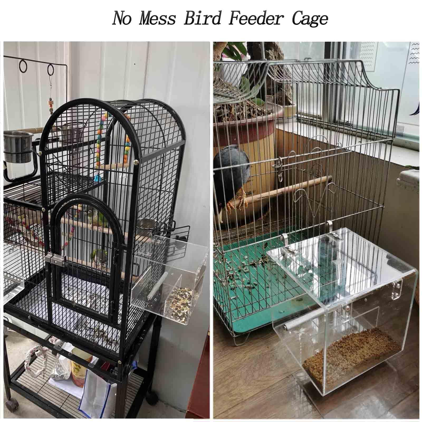 Xxmbbjy No Mess Bird Feeder clear acrylic close-up emphasizes durable, easy-to-clean material
